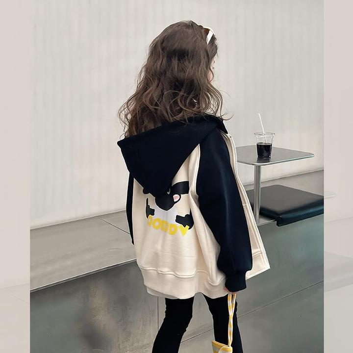 潮走儿童洋派连帽外套女童长袖上衣大童装运动开 衫小女孩2025春