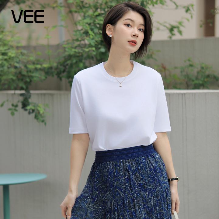 VEE【小团圆】白色新品轻通勤打底速干防晒防紫外线T恤上衣