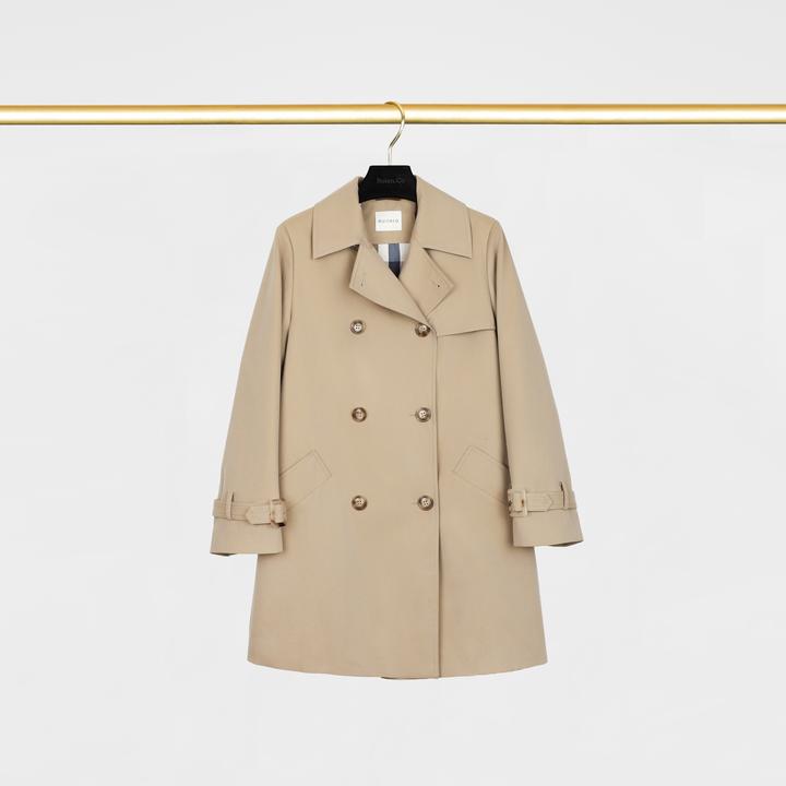 我是摩羯布朗大学 高支棉双排扣腰部系带休闲百搭秋季H型风衣外套