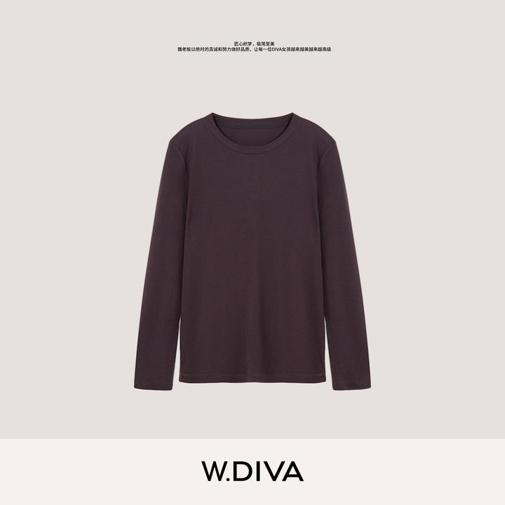 W.Diva【立体肌肤】秋冬桑蚕丝莱赛尔羊毛圆领打底长袖T恤54T113375