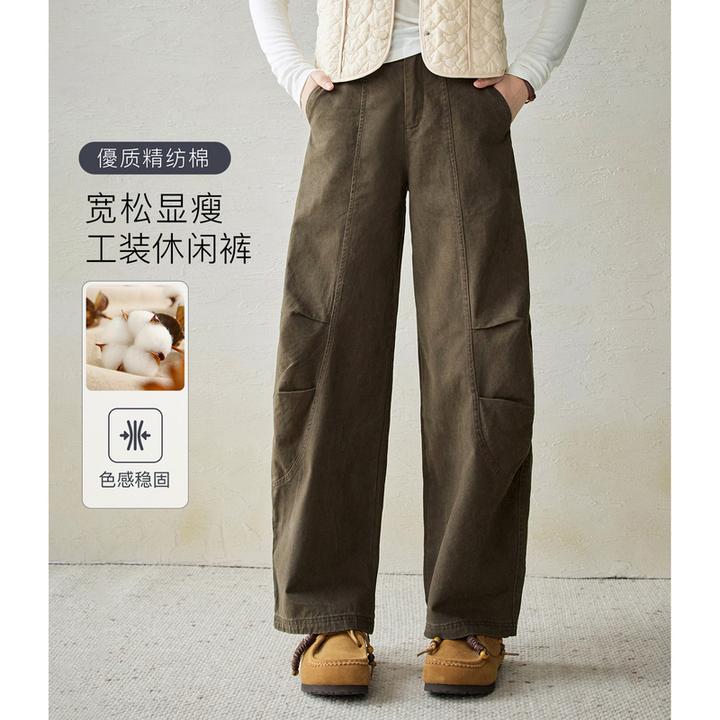 NAA/南瓜谷【复古街区】優质精纺棉女装休闲裤FX3KZ1286-A