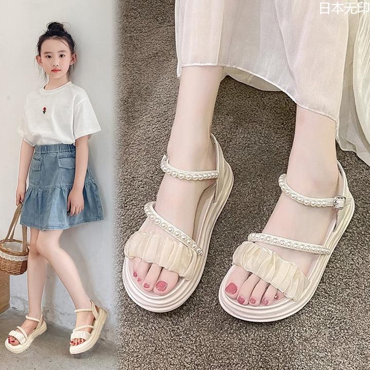 日本无印mujie英国女童凉鞋新款小女孩时尚公主中大童洋气沙滩鞋