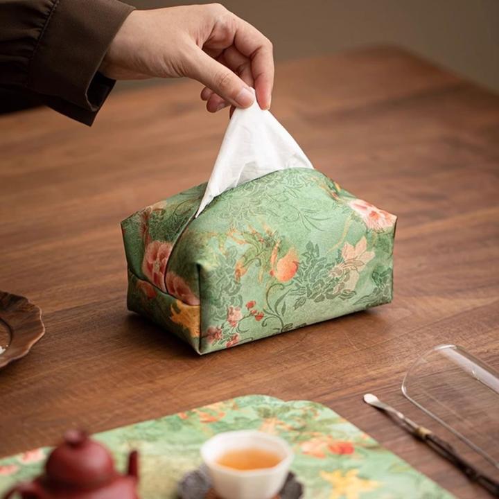 中式纸巾盒布艺家用抽纸盒餐桌纸巾套手工国风创意抽纸盒收纳袋