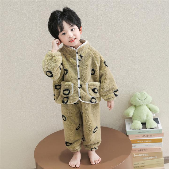 儿童睡衣男童珊瑚绒秋冬季2025新款宝宝加厚冬款法兰绒男孩家居服