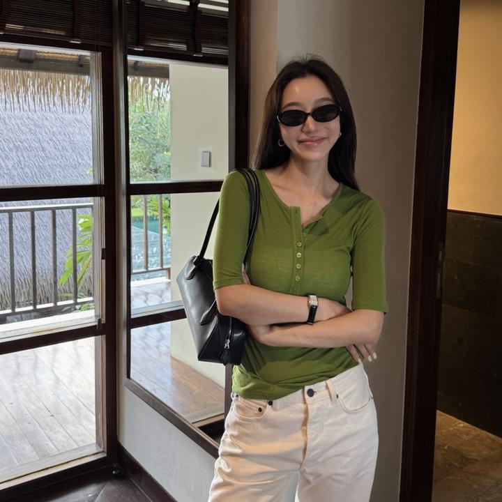 LiHuiEr李慧儿【所罗门群岛】2025显瘦高级气质设计短袖T恤LL02538