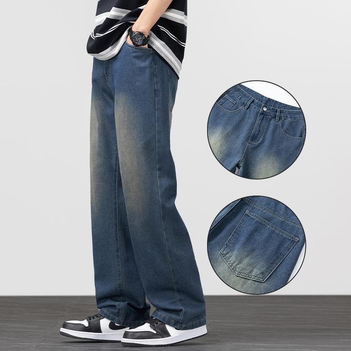 2025新款潮流美式复古牛仔裤男生春夏季宽松阔腿百搭直筒休闲裤子