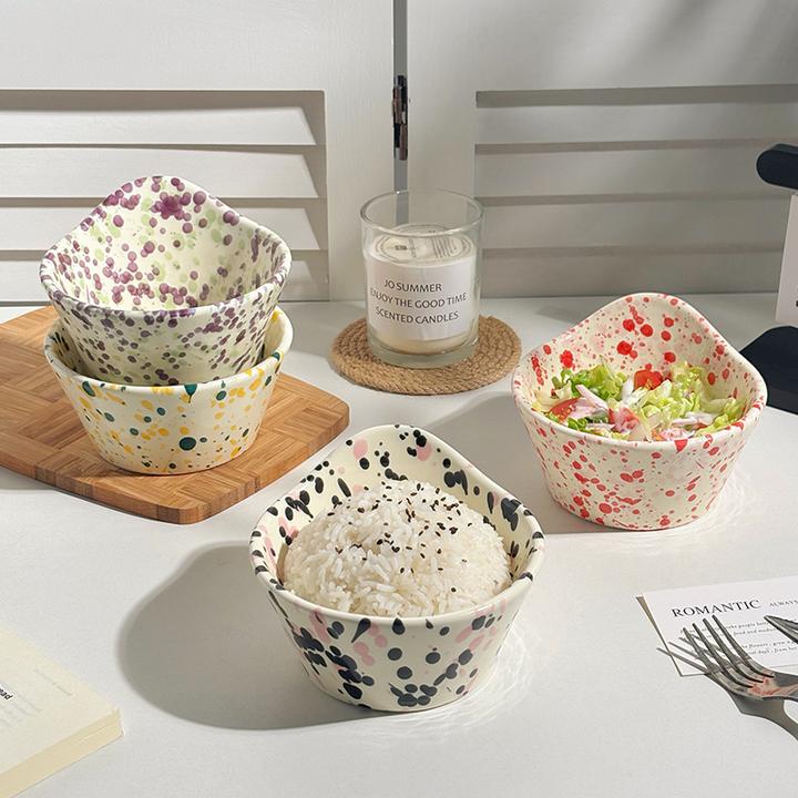 【双喷色泼墨系列】1碗1勺家用创意釉下彩陶瓷乐奇异形碗