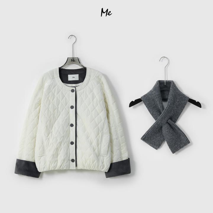 ME【雪童话（含围巾）】美利奴绵羊毛针织拼接时尚百搭棉服MESA4962