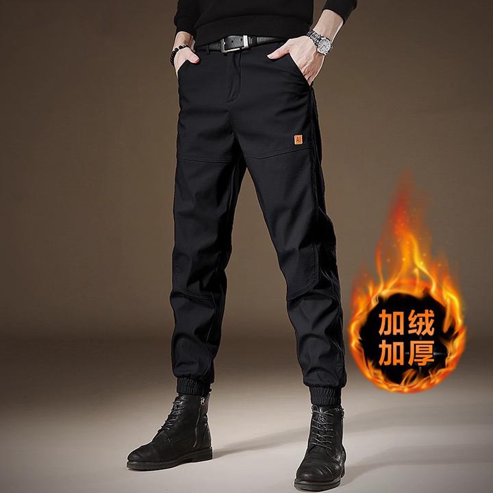 高级感美式潮牌工装裤子男秋冬新款宽松束脚裤加绒运动哈伦休闲裤