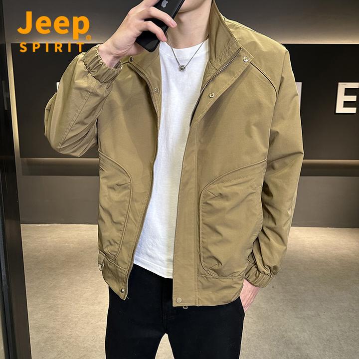 Jeepspirit吉普2025秋冬新款男士拉链夹克外套休闲百搭宽松潮流外