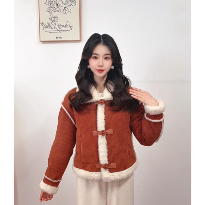 IEF/爱依服2025冬季新款外套美拉德风毛一体女立领加厚显瘦保暖