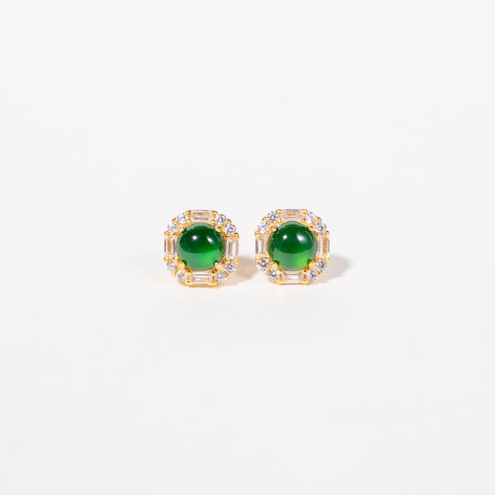 925银合成锆石耳饰 耳钉银镶复古时尚简约气质耳饰