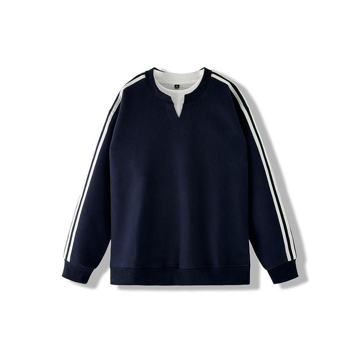 2025秋季新款高级设计感圆领卫衣男韩版百搭宽松打底舒适套头上衣