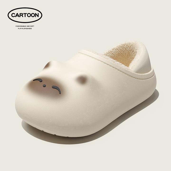 猫力可爱小猫防水棉拖鞋女冬季包跟保暖2025新款学生宿舍毛绒棉鞋