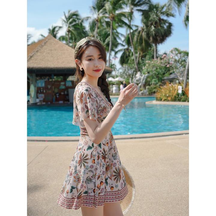 新款大码分体裙式平角显瘦遮肚泳装大小胸聚拢泡温泉度假女游泳衣