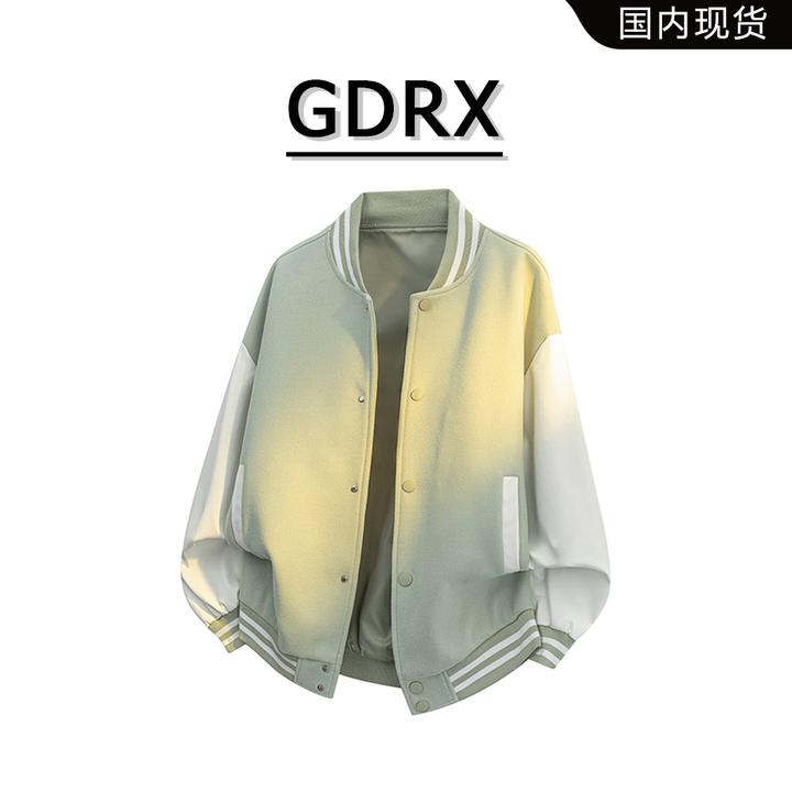 GDRX美式棒球领男士夹克2025春季新款撞色设计感宽松休闲男装外套