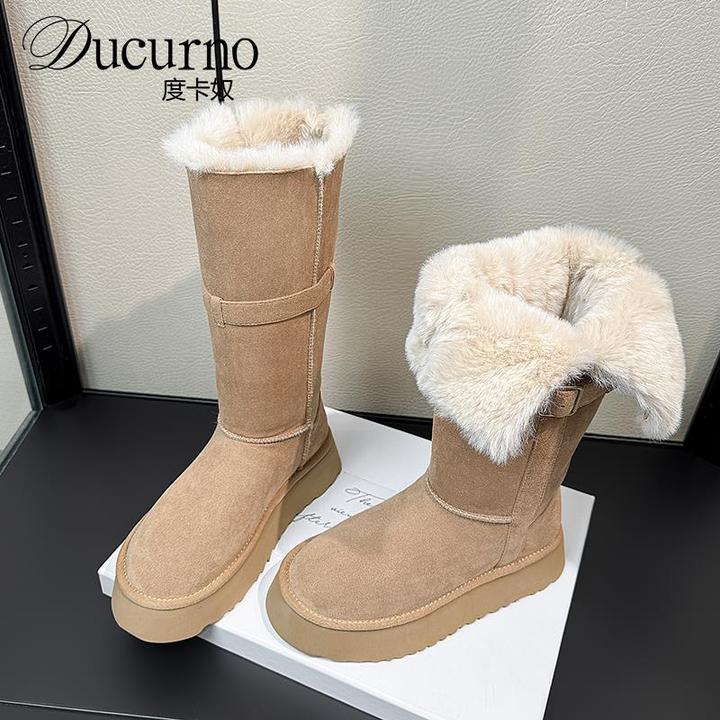 DUCURNO两穿厚底加绒毛毛靴女高筒长靴保暖东北雪地靴户外穿棉鞋