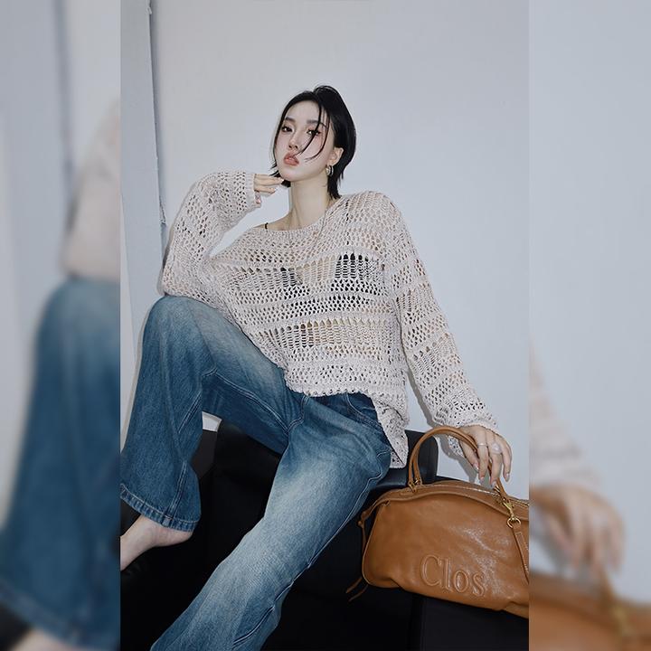 十三粥私服 晨光秘境 慵懒上衣女亲肤柔软宽松遮肉通勤百搭SA0122