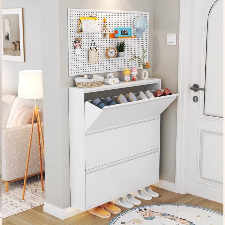 【便宜上新】超薄钢制翻斗鞋柜10CM家用入户玄关鞋架可上墙极窄鞋柜