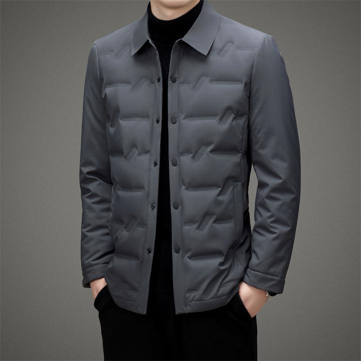 路易圣戈希男士轻薄韩版羽绒服外套冬季轻商务翻领中休闲纯色男装