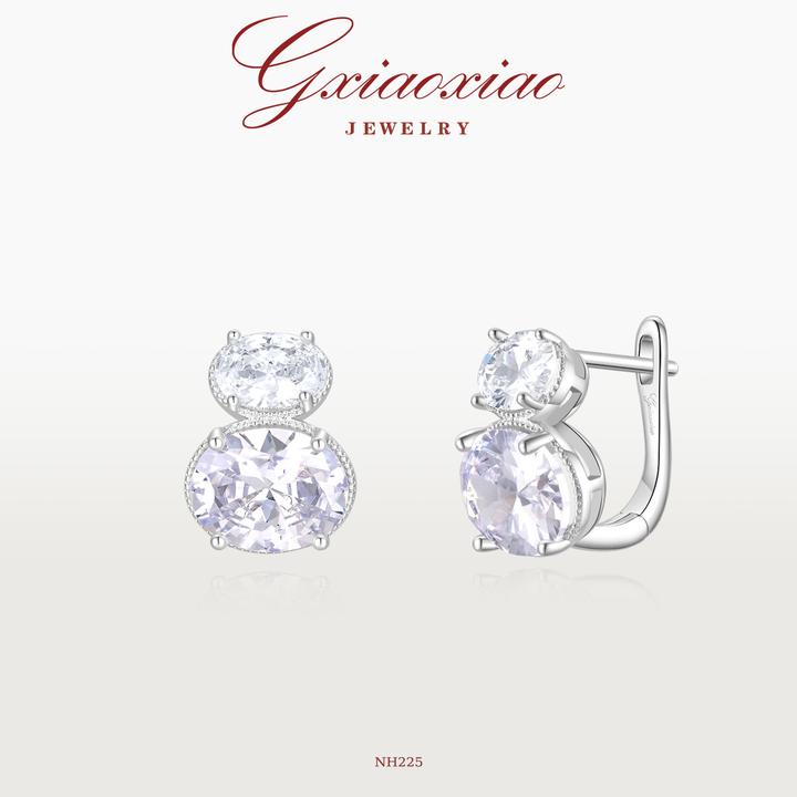 G XIAOXIAO 镀K金 气质简约高级双椭圆闪耀百搭小众耳环 NH225