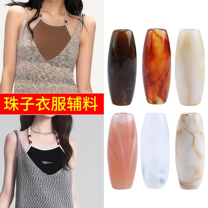 树脂大孔圆珠手工diy材料渐变串珠珠子服装裤子绳头装饰扣子配件