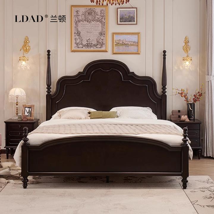 美式法式网红1.8米x2米主卧大床全实木桃花心木安娜美式床