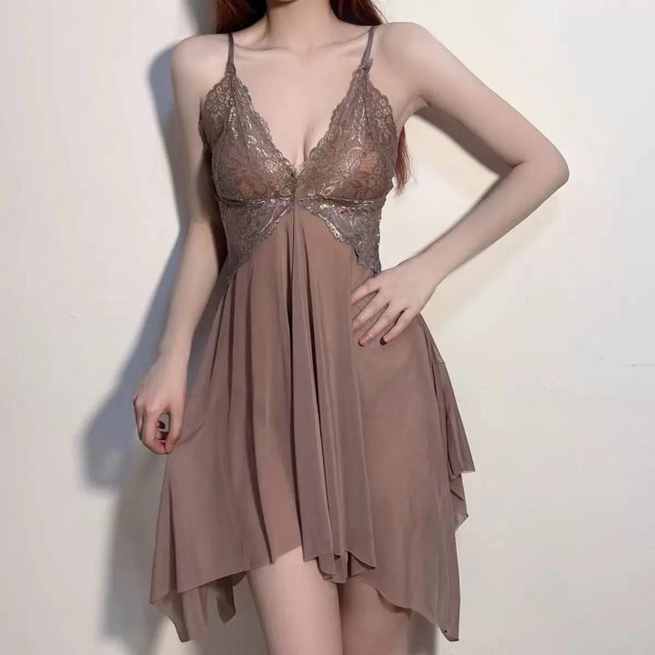 280斤加大码女士性感睡裙吊带蕾丝纯欲风夏季小胸聚拢