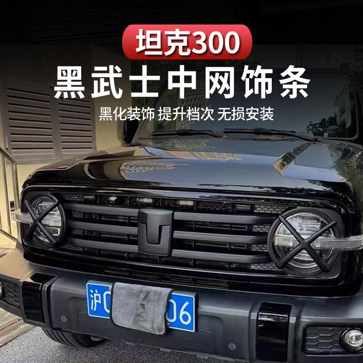 适用坦克300中网饰条车标改黑熏黑中网条黑武士改装专用外饰用品