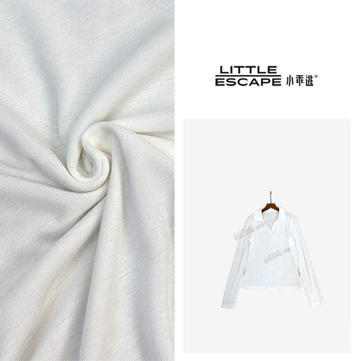 小乖逃X四色!V领polo净色T恤 打底白灰咖红色T恤 上衣2408116