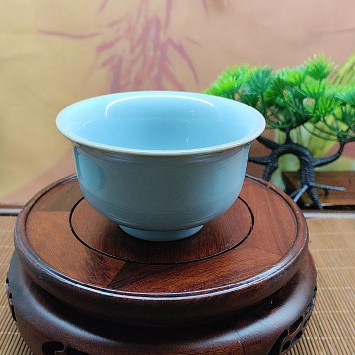 汝州正宗健康汝瓷压手杯，大师手拉胚，120满容