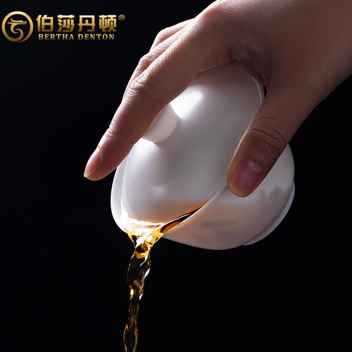 BERTHA DENTON/伯莎丹顿超薄三才盖碗高档白瓷防烫手工功夫茶具