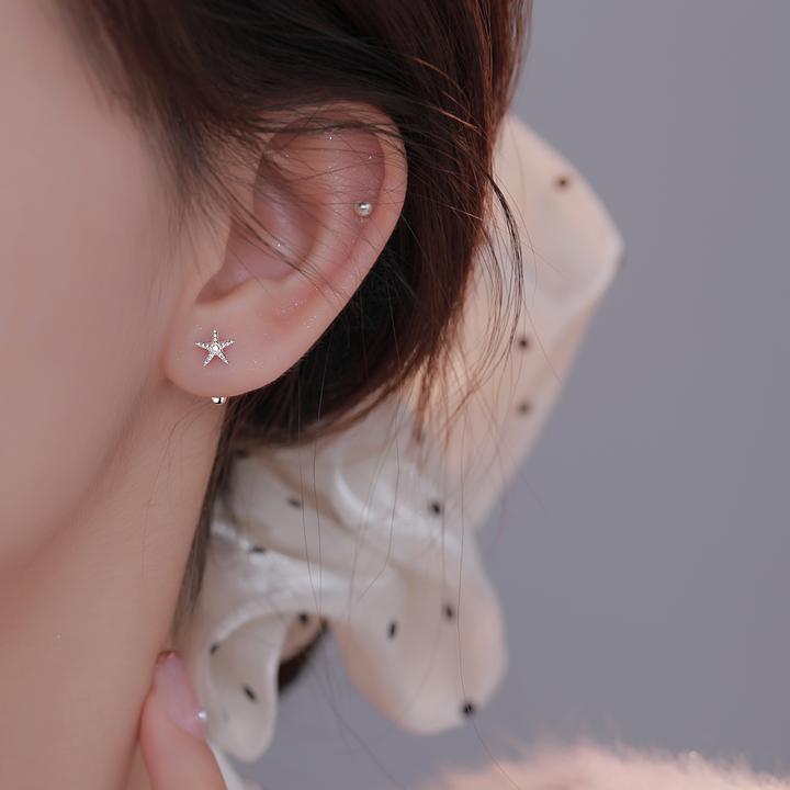 足银耳饰 螺旋海星耳钉精致百搭小巧养耳洞耳环女设计感气质耳饰
