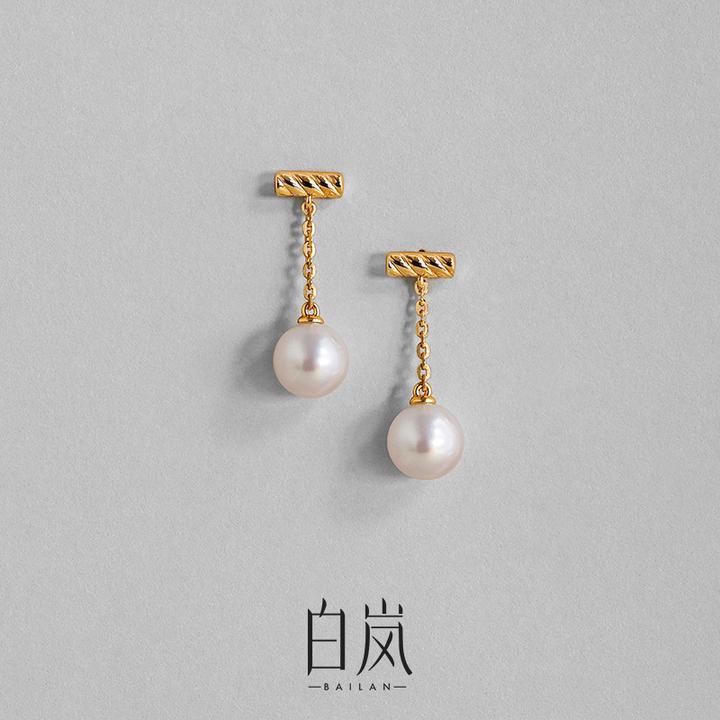 白岚一字珍珠耳坠女925银气质轻奢小众法式复古ED4533