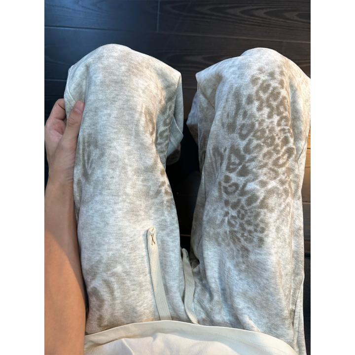 美式复古扎染豹纹卫裤男款秋冬慵懒风垂感休闲裤子宽松直筒阔腿裤