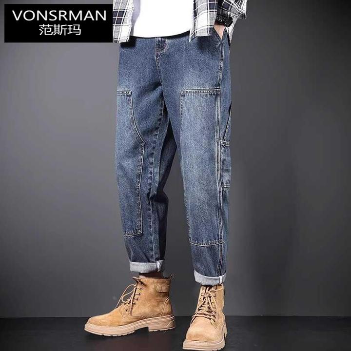 秋牛仔裤男士2025新款潮牌宽松锥形裤男款百搭复古直筒长裤子男