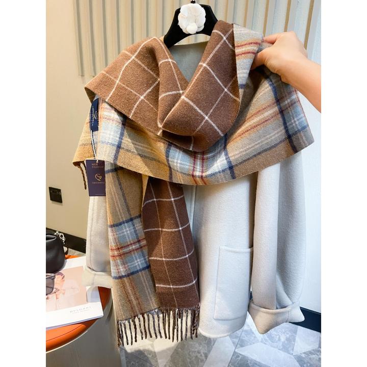 Miss Silas双面英伦格子围巾女秋冬季羊毛保暖披肩防寒护颈围脖男