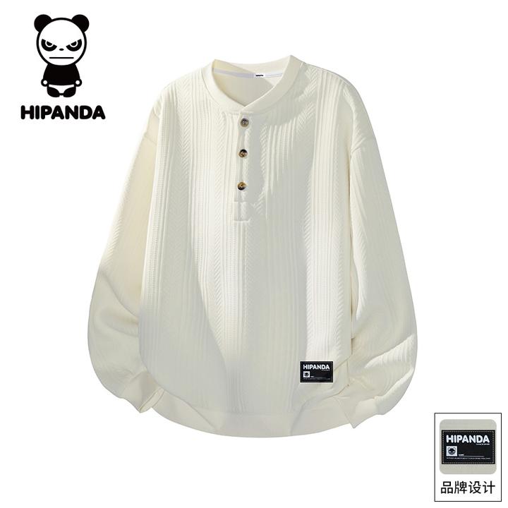 Hi Panda你好熊猫秋季新款亨利领卫衣男士2025潮牌百搭休闲上衣服