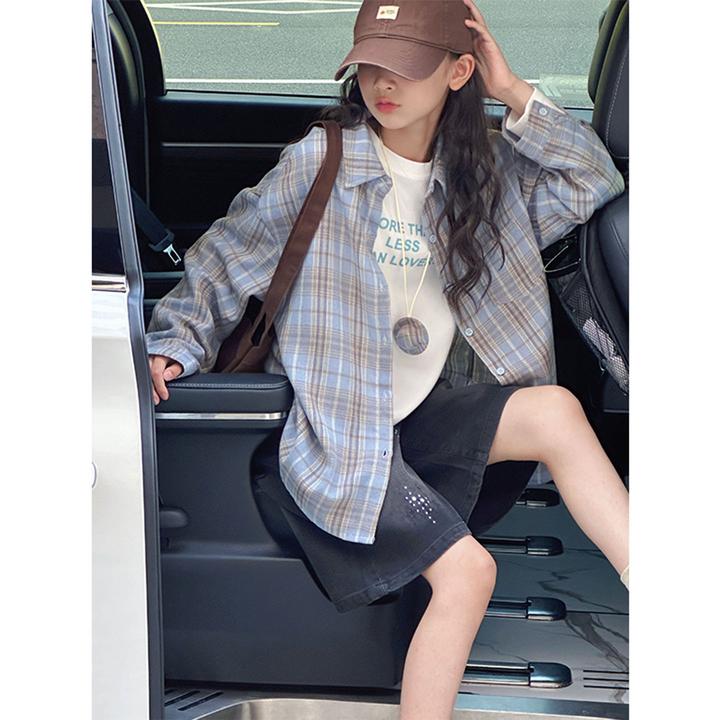 K29352孙小美潮流女童衬衫套装秋装新款儿童上衣两件套春秋