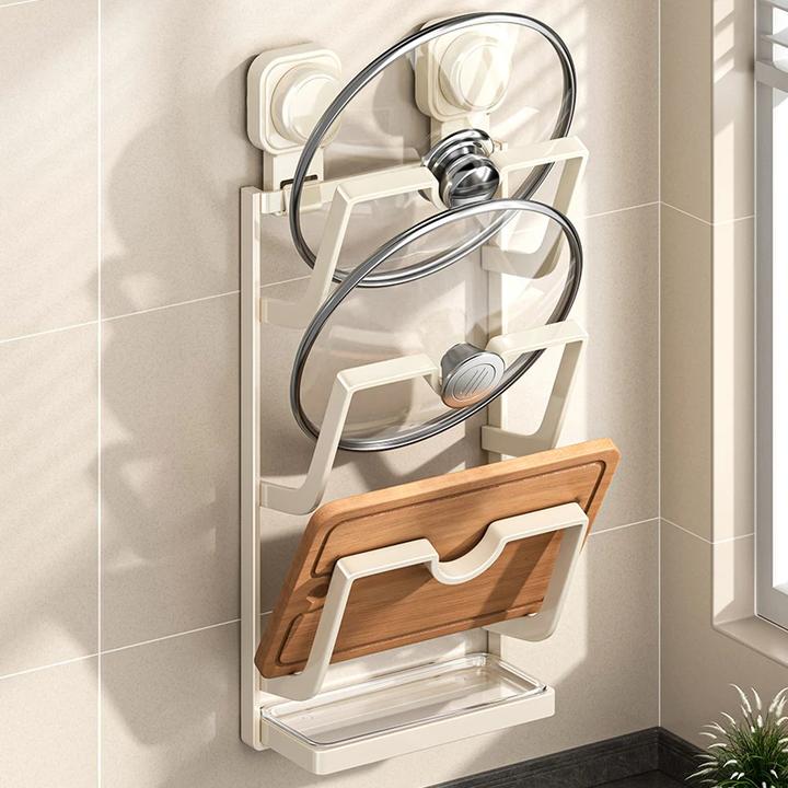 吸盘锅盖架放置器免打孔壁挂式厨房置物架多功能菜板强力吸盘式