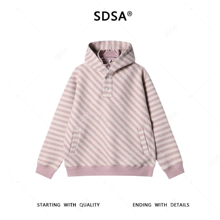 SDSA男士秋冬新款痞帅男装韩版撞色斜纹按扣立领连帽卫衣百搭时尚