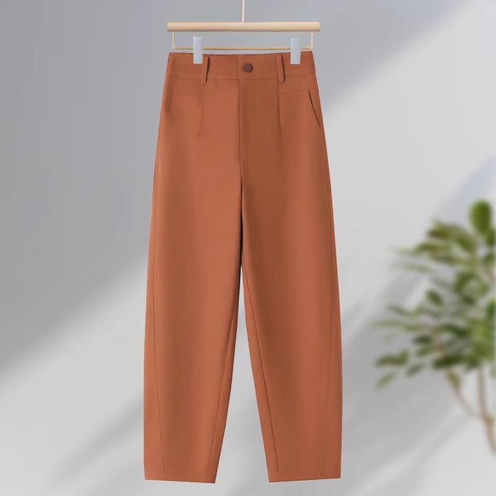 冰丝哈伦西装裤女夏季薄款2025新款高腰直筒休闲镰刀裤烟管九分裤