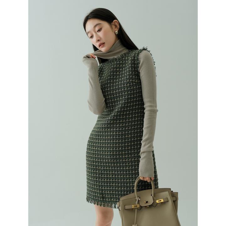 Q维也纳香苏裙|羊毛编织气质显瘦无袖连衣裙L0729