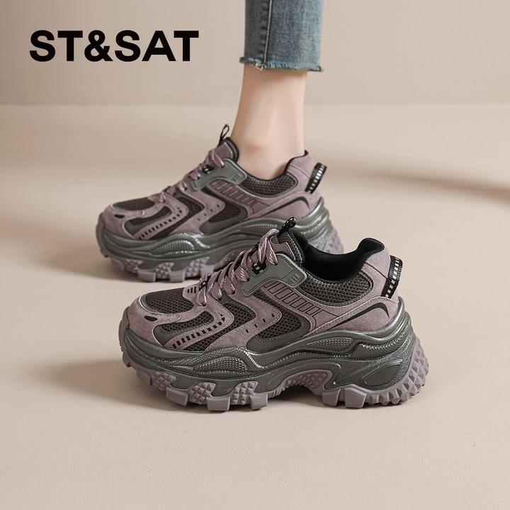 星期六女鞋2025新款秋冬季休闲时尚百搭超火运动鞋厚底增高老爹鞋