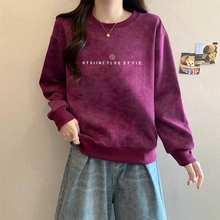 扎染圆领薄款套头卫衣女2025年新款秋冬季宽松慵懒风加厚上衣外套