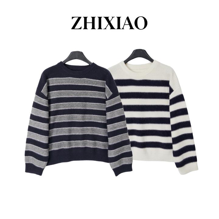【ZHIXIAO】秋冬新款：条纹针织毛衣TR1150