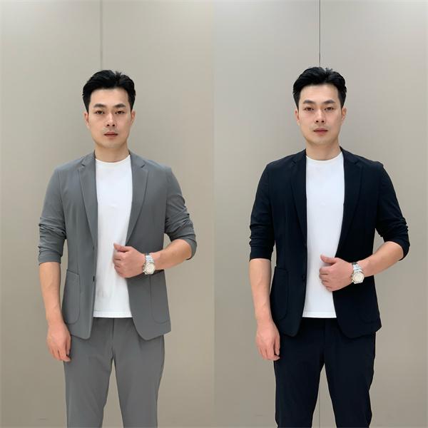 T&X/梯形男士春夏薄款防晒凉感透气时尚休闲百搭弹力西装（0038）
