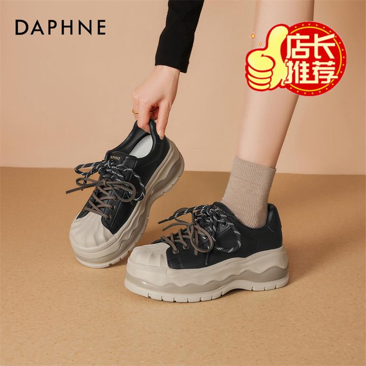 达芙妮爆款增高板鞋女2025年秋冬加绒保暖舒适百搭松糕运动休闲鞋