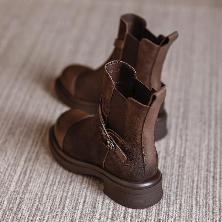 真皮厚底马丁靴女2025秋季新款短靴复古百搭女鞋舒适防滑切尔西靴