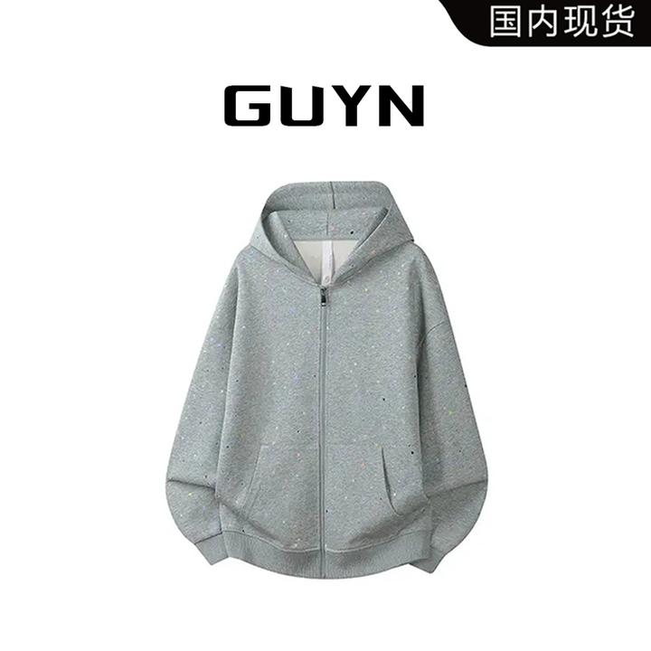 【品牌现货】GUYN彩色星星点点连帽开衫卫衣男潮流休闲宽松秋季外套